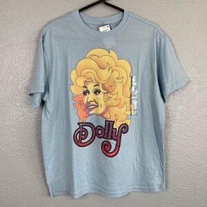 Dolly Parton Women's Blue Round Neck Short Sleeve Tops Size Medium
